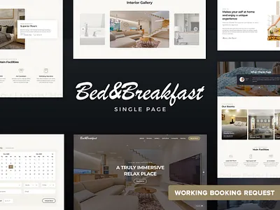 Bed&Breakfast Single Page bedbreakfast holidays hostel hotel motel one page singlepage tourism travel ui ux vacation web design
