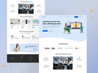 eduSkill - E-learning Landing Page e commerce e learning e learning page design landing page online course pixency academy ui ui ux web design