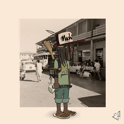 Take me back to Tahiti charactere illustration tahiti ukulele