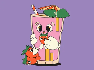 Sucking juices character character design characters flat flat vector illustraion juice juice character vector character vector design