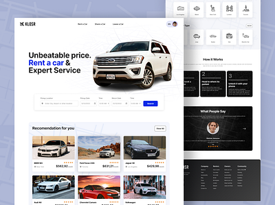 Car Rental Landing Pgae | Klors blue car car rental icon illustration landing page rent rental ui website website design