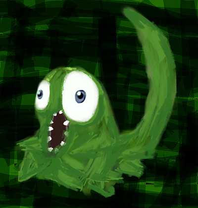 Chibi anime cute illustration lizard monster