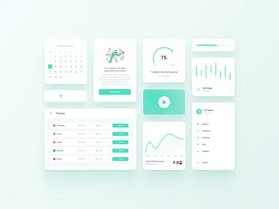 Ui Elements 📱 app design bottom bar calendar chart line grapht menu performance gauge play button popup scroller table view uidesign