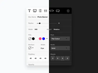 Control Panel build color colours control panel design editor figma font no code online visual editor ui ui design web app webapp webflow website widget