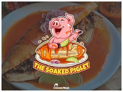 THE SOAKED PIGLET bread cartoon cartoon character cartoon logo cartoon mascot character design design illustration logo mascot mascot design mascot logo mexican pig pork restaurant salsa soaked