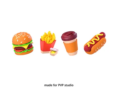 Street Food Set 3d art creative drawing graphic design illustration