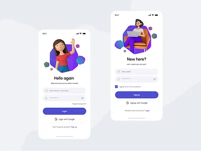 Adaptiv.me | login & signup screens 3d mobile app app branding crazy4designes design education app design education logo graphic design illustration login logo mobile app design register signin signup ui ux vector