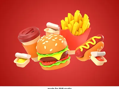 Fast food 3d art creative design drawing graphic design illustration logo