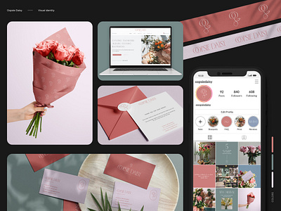 Oopsie Daisy - Visual identity 🌸 brand branding business card business card design flower flower shop flower shop logo flowers graphic design graphic designer instagram instagram feed logo logo design logo designer minimalism pattern visual identity