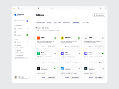 Settings Dashboard UI app dashboard design modal settings toggle ui ux website