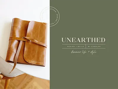Unearthed Design + Build asheville brand design brand execution brand identity branding collateral construction contractor feminine logo identity journal logo notebook