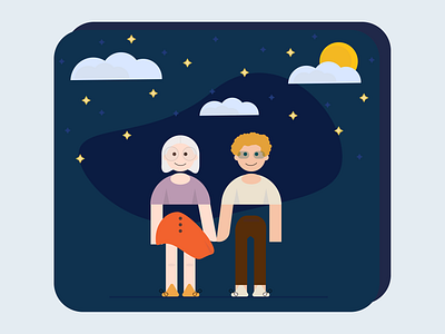 Once Upon a Time: With My Partner couple design graphic design illu illustration illustrator moon night sky stars