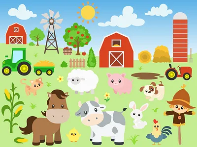 Farm Animal Set design farm animals flat graphic design illustration vector