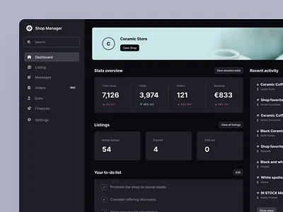 Shop Manager Dashboard application branding dashboard desktop application ecommerce fintech fintech app fintech saas management tool product design saas saas app shop shop manager store ui visual identity web application