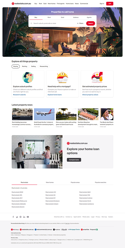 Realestate.com.au Webpage UI Design app design typography ui uiux user interface ux web design