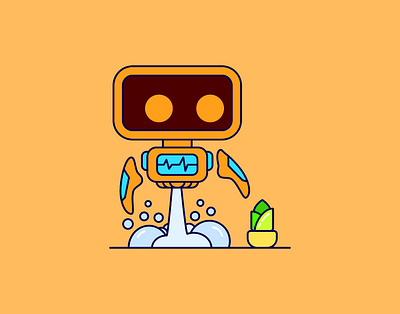 Robot pointing plants cartoon cartoon illustration cartoon style design droid droid cartoon flat cartoon style flat design graphic design icon icon illustration illustration mascot mascot icon mecha robot