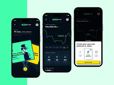 MENZ CLUB (Counselling App) add button bottom sheet dark theme dashboard product design