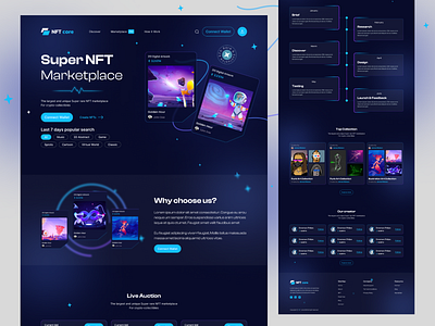 Super NFT Marketplace design app blockchain crypto falconthought home page landing page marketplace nft nft home page nft landing page nft marketplace nft ui nft web nft website design ui ux web design web3 website website design