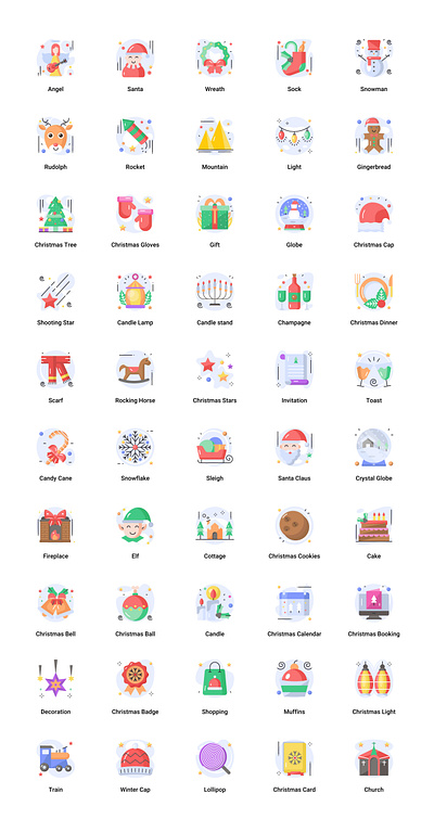 Christmas and New Year Flat christmas design graphic design happy new year holidays icons logo new year ornament snow ui vector