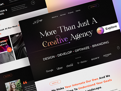Landing page - Digital or creative agency 3d animation branding case study creaive agency creative design digital agency gradient graphic design illustration logo motion graphics new trending ui ux vector web design website