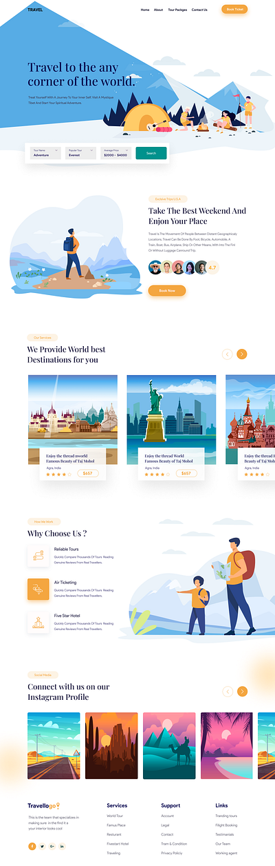 Travel Agency Web UI app design illustration travel typography ui uiux user interface ux web design