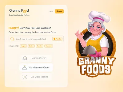 Granny Food / Home food ordering app branding food food app food delivery food delivery app food ui healthy food home food illustration online food order ui design ux design