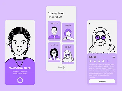 Barber Appointment Mobile App UI branding design illustration illustrator minimal vector