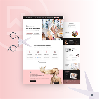 Website Redesign Hairdresser Barber barber design graphic design hairdresser pink rosa scissors webdesign webflow