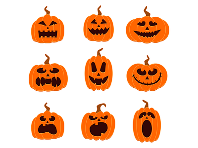 Spooky Halloween Pumpkins - 9 graphics adobe art design flat icons graphic design halloween graphics halloween pumpkins halloween vectors illustration illustrator pumpkins graphics pumpkins vectors vector art