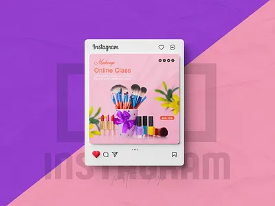 Online Makeup Class Banner | Social Media Post Design ad advertiging branding cover design facebook ad facebook post flyer graphic design instagram ad instagram post makeup online shot social media ad banner social media banner social media post design template ui web banner