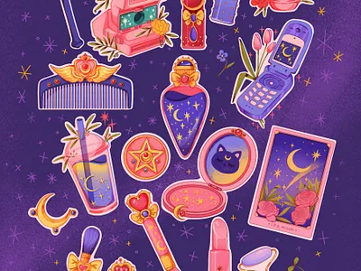 Stickers! book children book children illustration cover book edition girl graphic design illustration illustration book leaves logo magic portrait print sailor moon sticker ui