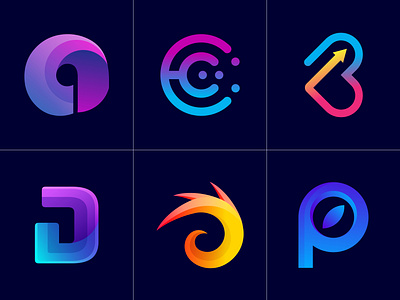 Modern Letter Logos app logo branding concept creative freelance gradient graphic design hire icon identity illustration letter logo letter mark logo logo design logo designer logo maker logo type mark modern