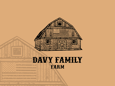 Davy Family Farm_ Vintage logo american barn american flag barn barn illustration barn logo brand identity branding creeventer graphic design illustration logo retro retro logo traditional barn united states us usa flag vector illustration vintage vintage logo