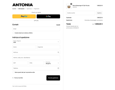 Antonia Store Online - Checkout ui