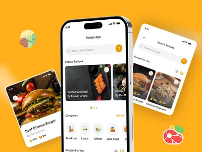 Food Recipe App Design android app design app design app ui design app ui ux design design figma figma app design figma ui ux design food app design food delivery app design ios app design mobile app design mobile design recipe app design recipe detail page settings page design ui ui ux
