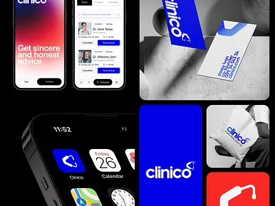 Clinico- UX/UI & Brand Design branding case study clean ui concept design doctor healthcare healthcare branding healthtech medical app medical logo mobileapp online appinment online booking ui uiux user experince ux design uxui design visaul design