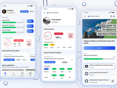 POLLUCHECK: Air & Water Quality Monitoring air quality environmentaltech pollucheck sustainability ui design uiux design water quality