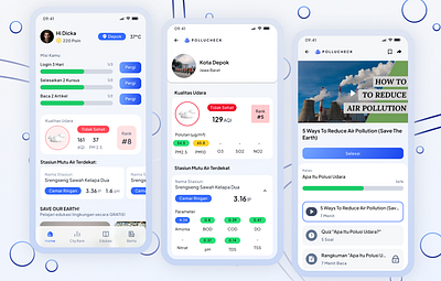 POLLUCHECK: Air & Water Quality Monitoring air quality environmentaltech pollucheck sustainability ui design uiux design water quality