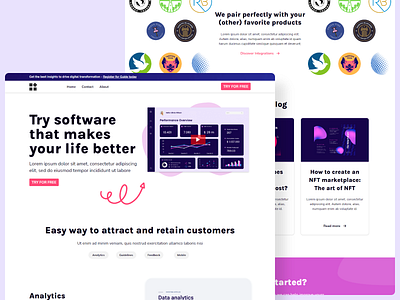 Website for SAAS company landing page saas software ui user intefrace webdesign website