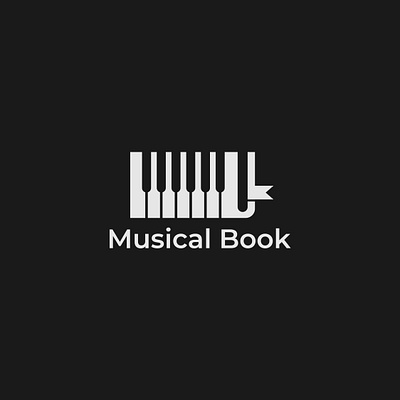 Musical Book logo book branding illustrator logo minimalist music piano typography vector