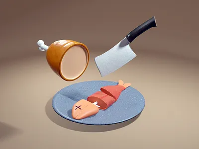 Ham & Fish 3d blender 3dblender blender