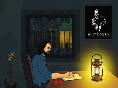 BassBaba Sumon | Aurthohin Band animation aurthohin band band music bangladesh bangla animation bassbaba sumon graphic design illustration mbstu music nayeem ferdous old man in window old table lamp wrongdhong studio