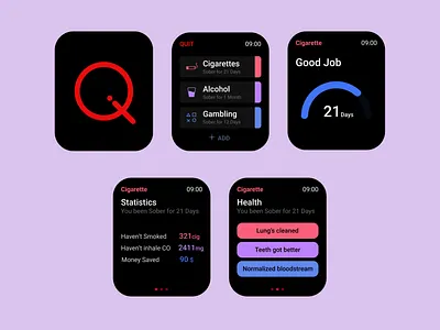 QUIT App for Smart Watch. app branding design graphic design illustration typography ui ux