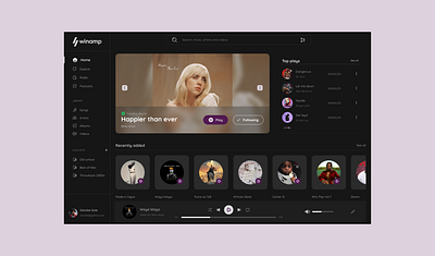 Winamp Music player redesign design music music player ui uidesign