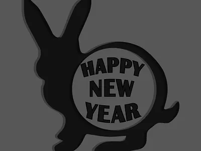 Black rabbit in honor of the new year new year card