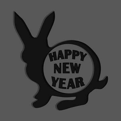 Black rabbit in honor of the new year new year card