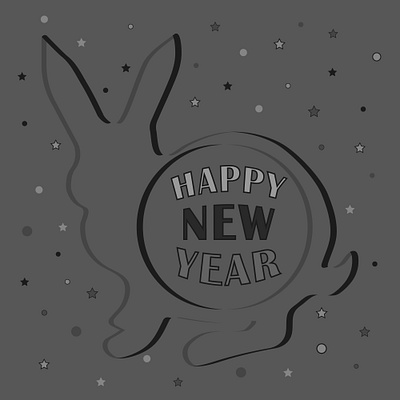 Silhouette of a rabbit with a New Year's inscription silhouette