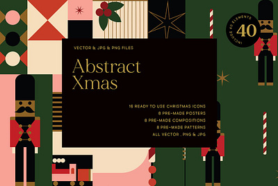 Abstract Christmas Set Templates santa claus