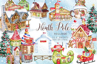 Christmas Houses Clipart Templates merry christmas