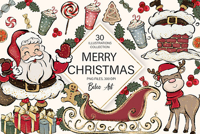 Merry Christmas Clipart Santa Claus Templates holiday graphics